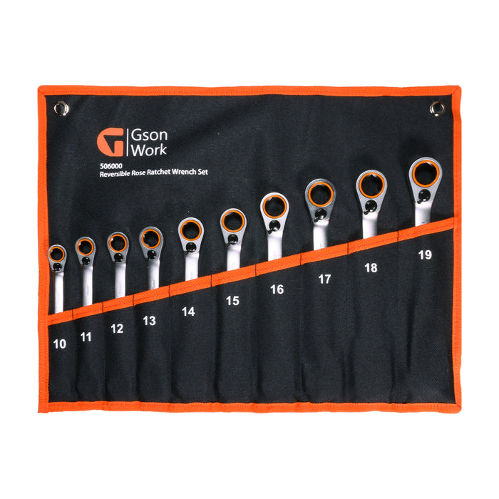 PRO Reversible Ratchet Wrench Set 10–19 mm