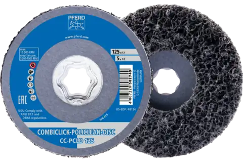 PFERD COMBICLICK POLICLEAN PLUS non-woven rengöringsduk, diameter 125x13 mm, för grovrengöringsarbete.