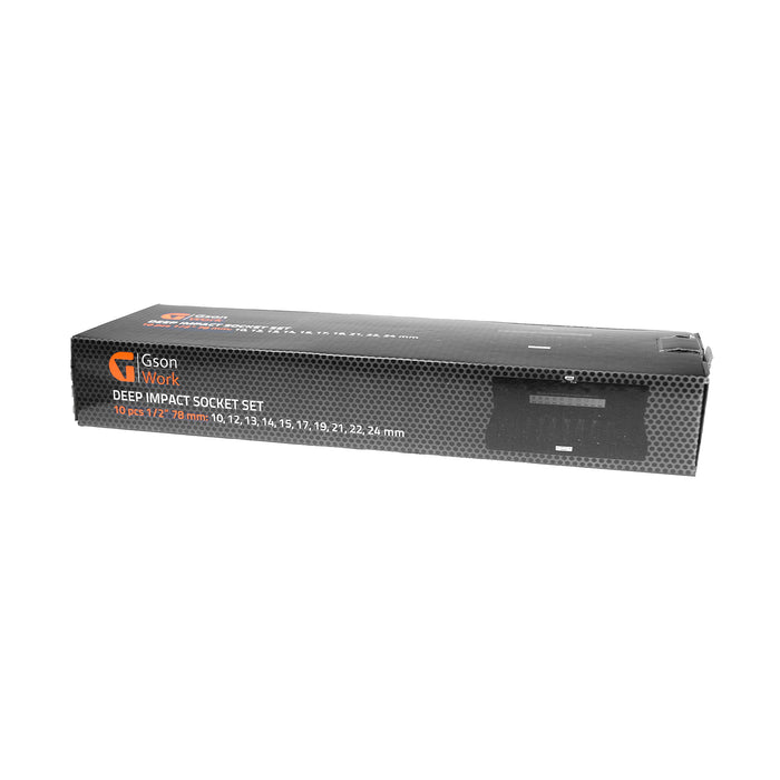 Deep Impact Socket Set 10 delar 1/2"  10,12,13,14,15,17,19,21,22,24 mm