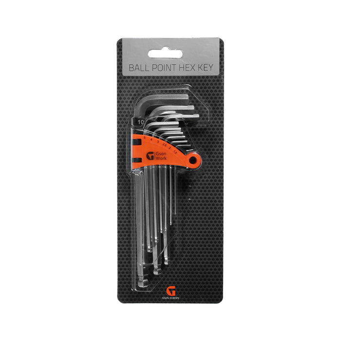 Ball Point Hex Key Set 9 delar 1,5, 2, 2,5, 3, 4, 5, 6, 8, 10 mm